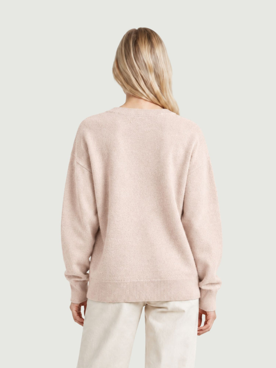Maglia scollo a V in lana e cashmere rosa pallido YH018 CIPRIA ANDREA MORANDO 