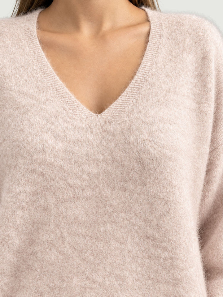 Maglia scollo a V in lana e cashmere rosa pallido YH018 CIPRIA ANDREA MORANDO 