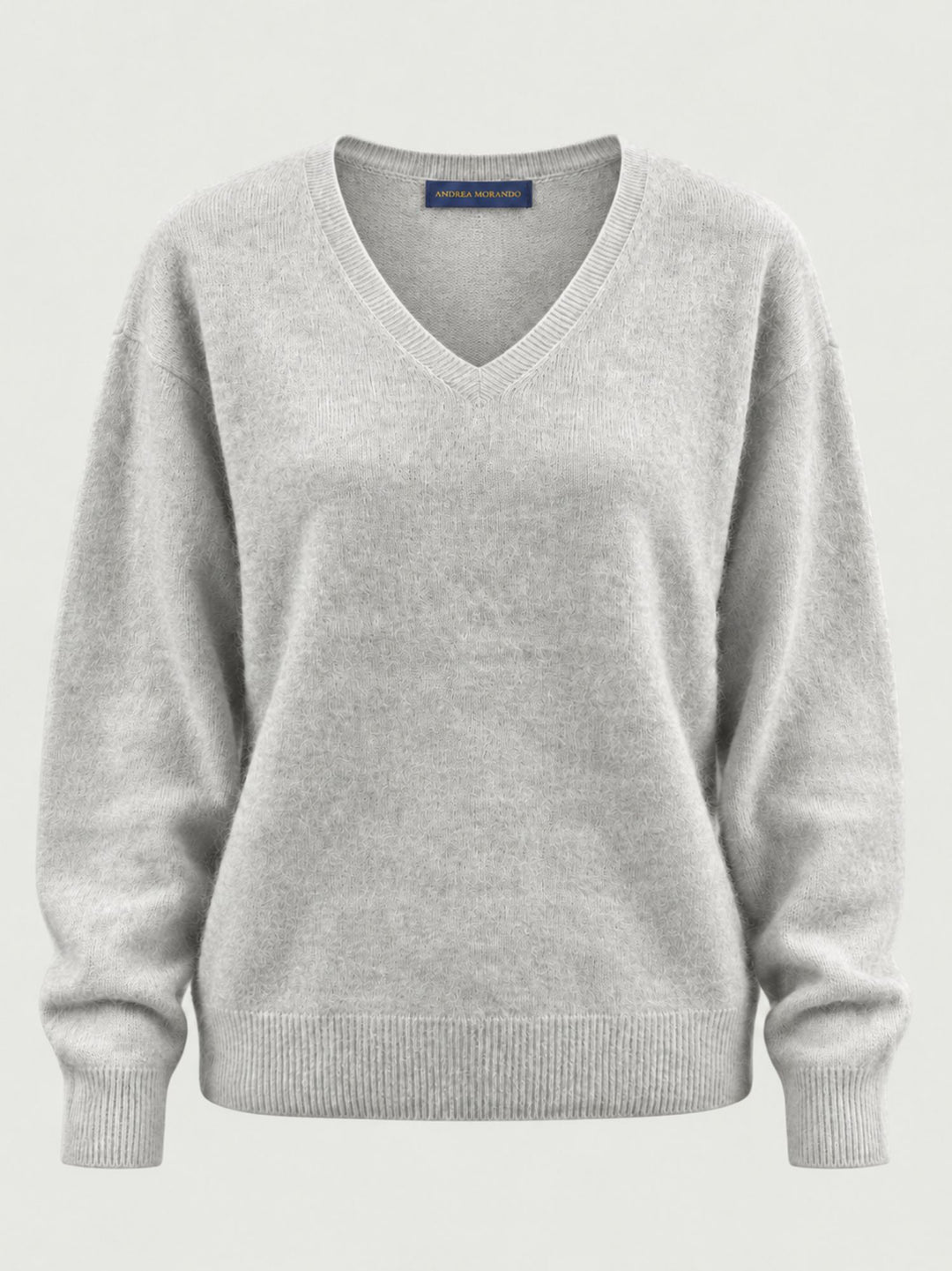 Maglia scollo a V in lana e cashmere grigio perla YH018 GRIGIO ANDREA MORANDO 
