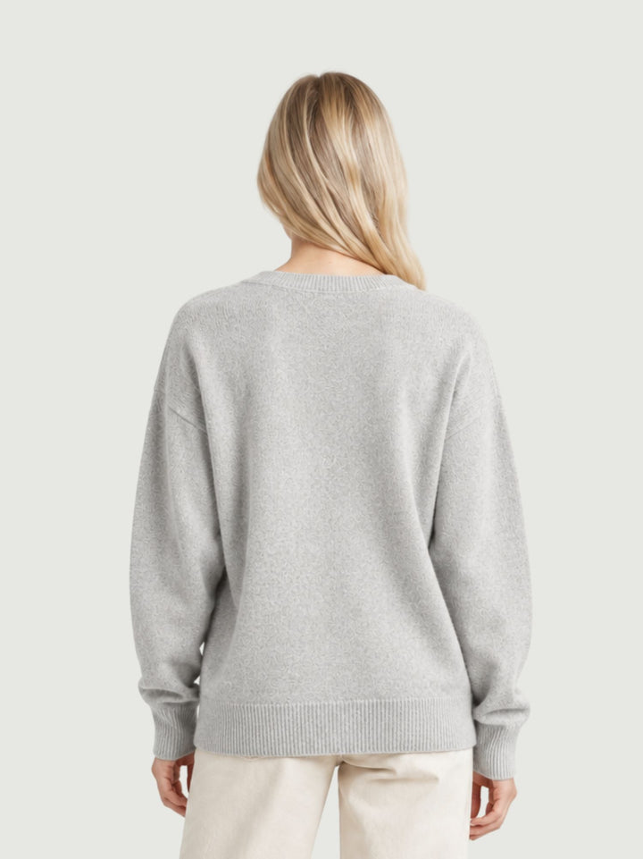 Maglia scollo a V in lana e cashmere grigio perla YH018 GRIGIO ANDREA MORANDO 