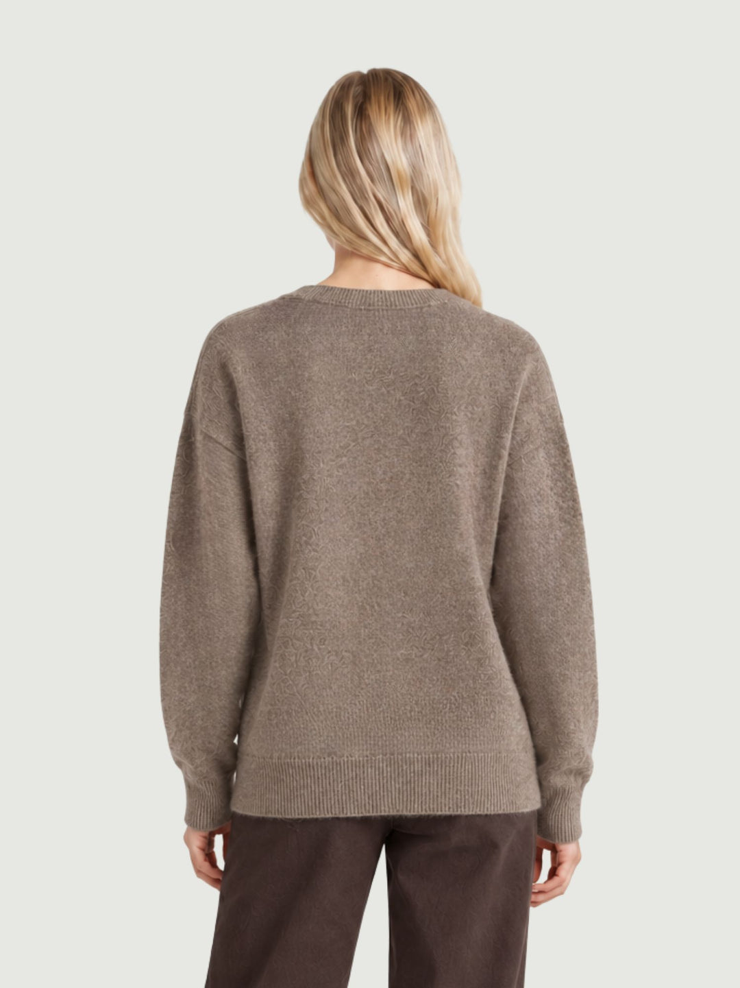 Maglia scollo a V in lana e cashmere tortora YH018 TORTORA ANDREA MORANDO 