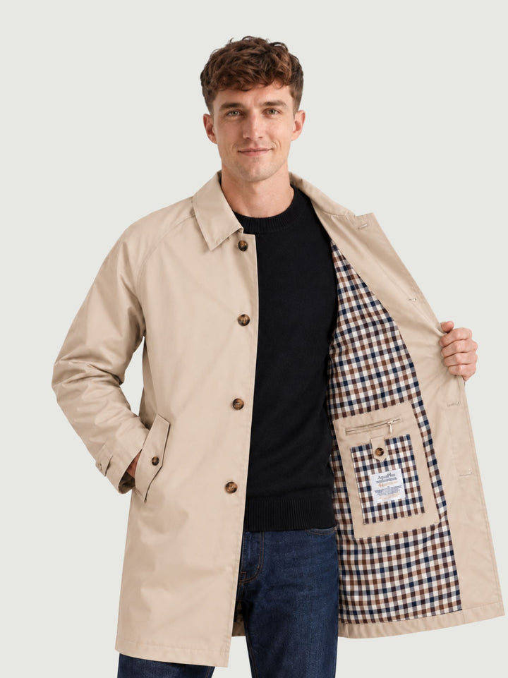 Cappotto impermeabile Archival Mac Coat in aquaplus sabbia A005_JK001 BEIGE AQUASCUTUM ACTIVE 