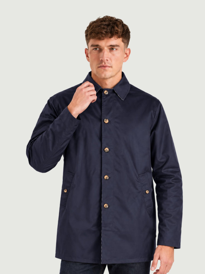 Trench Archival mid coat reversibile navy-check A005_JK003 NAVY AQUASCUTUM ACTIVE 