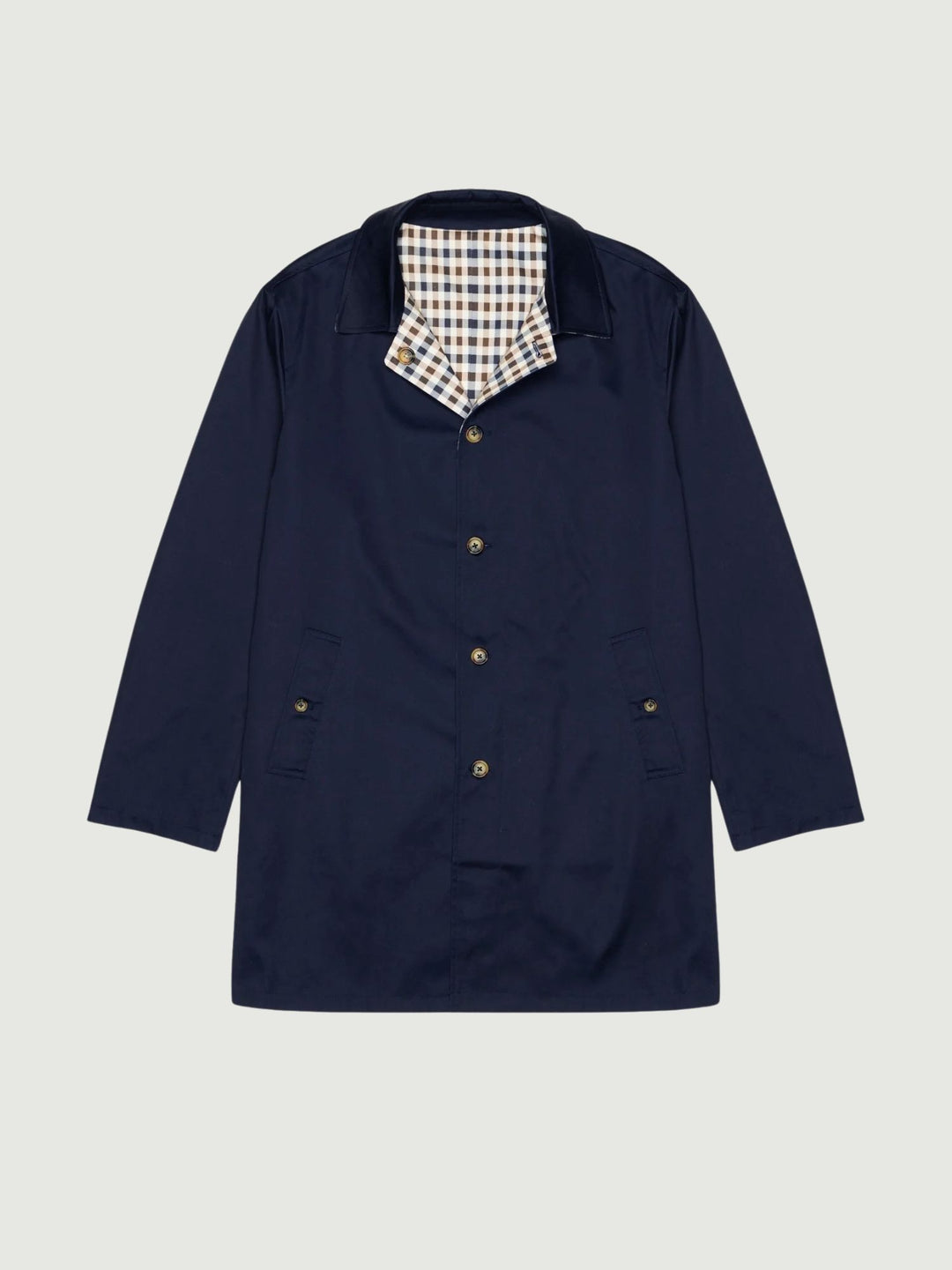 Trench Archival mid coat reversibile navy-check A005_JK003 NAVY AQUASCUTUM ACTIVE 