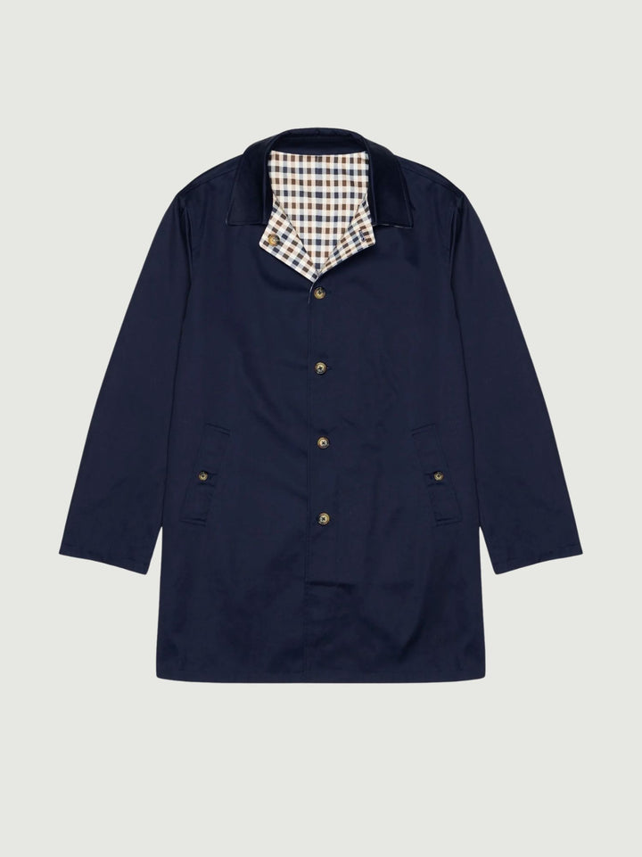 Trench Archival mid coat reversibile navy-check A005_JK003 NAVY AQUASCUTUM ACTIVE 