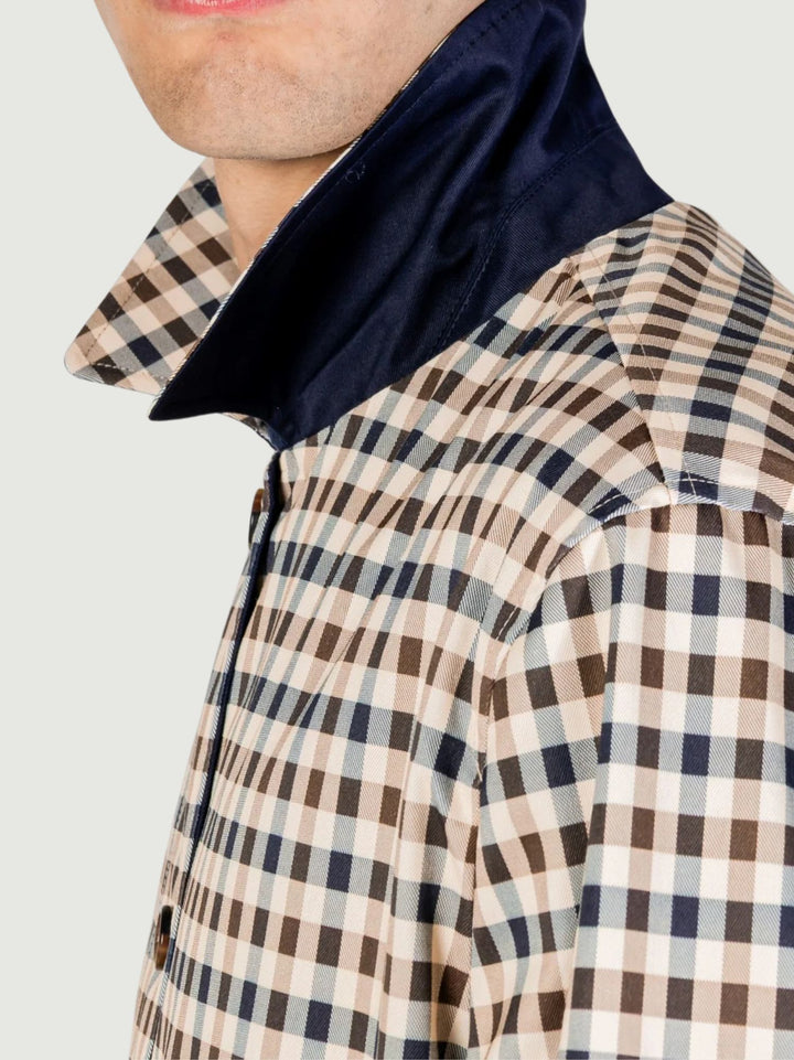 Trench Archival mid coat reversibile navy-check A005_JK003 NAVY AQUASCUTUM ACTIVE 