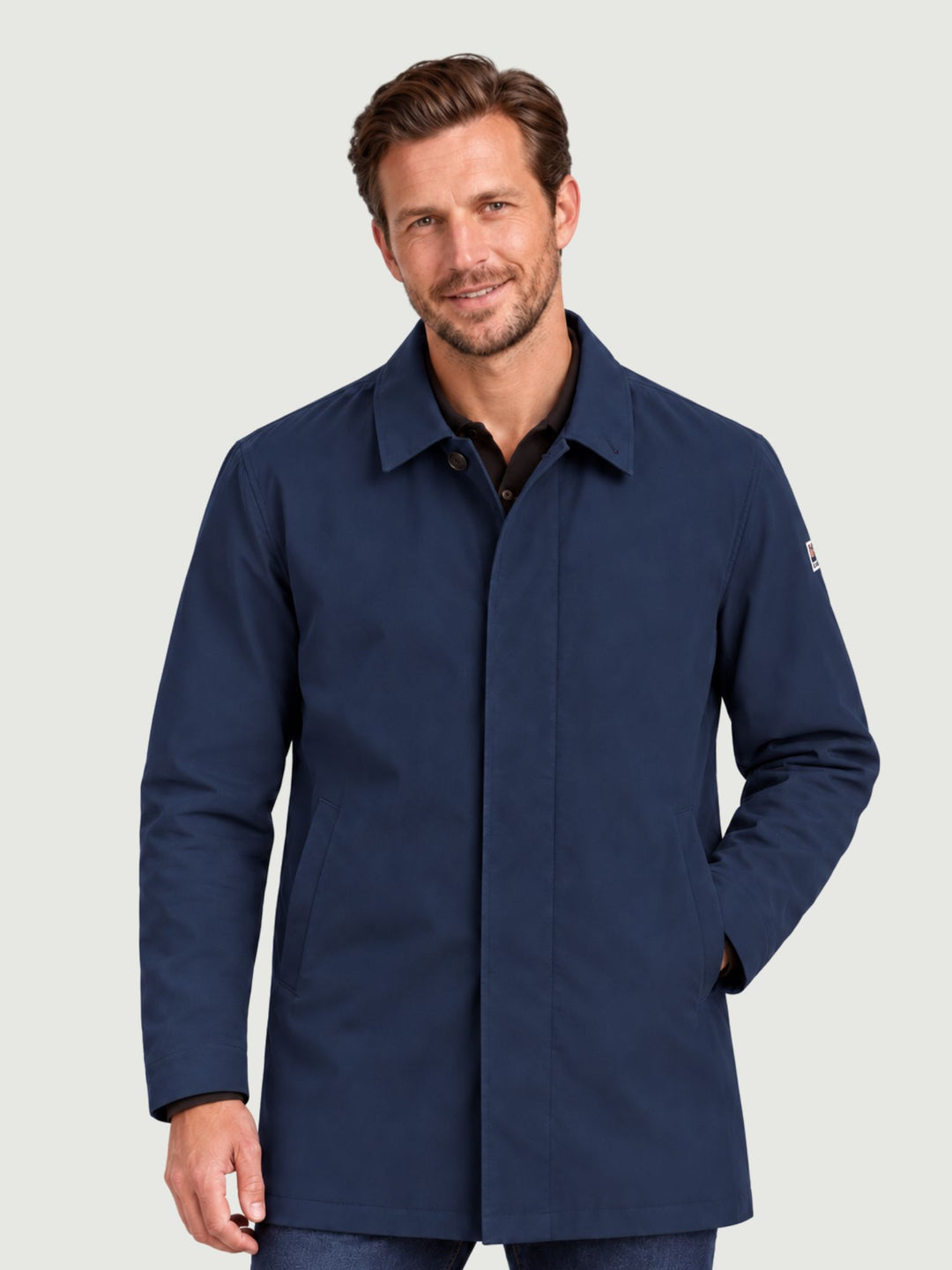 Trench Soft Shell impermeabile navy con fodera check A006_JK030 NAVY AQUASCUTUM ACTIVE 