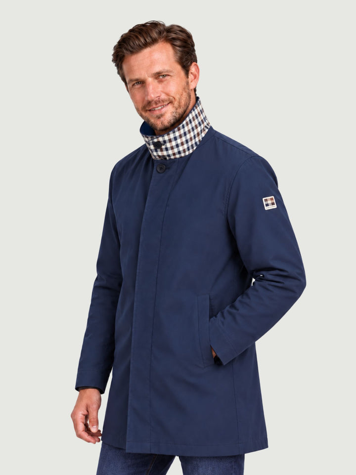 Trench Soft Shell impermeabile navy con fodera check A006_JK030 NAVY AQUASCUTUM ACTIVE 