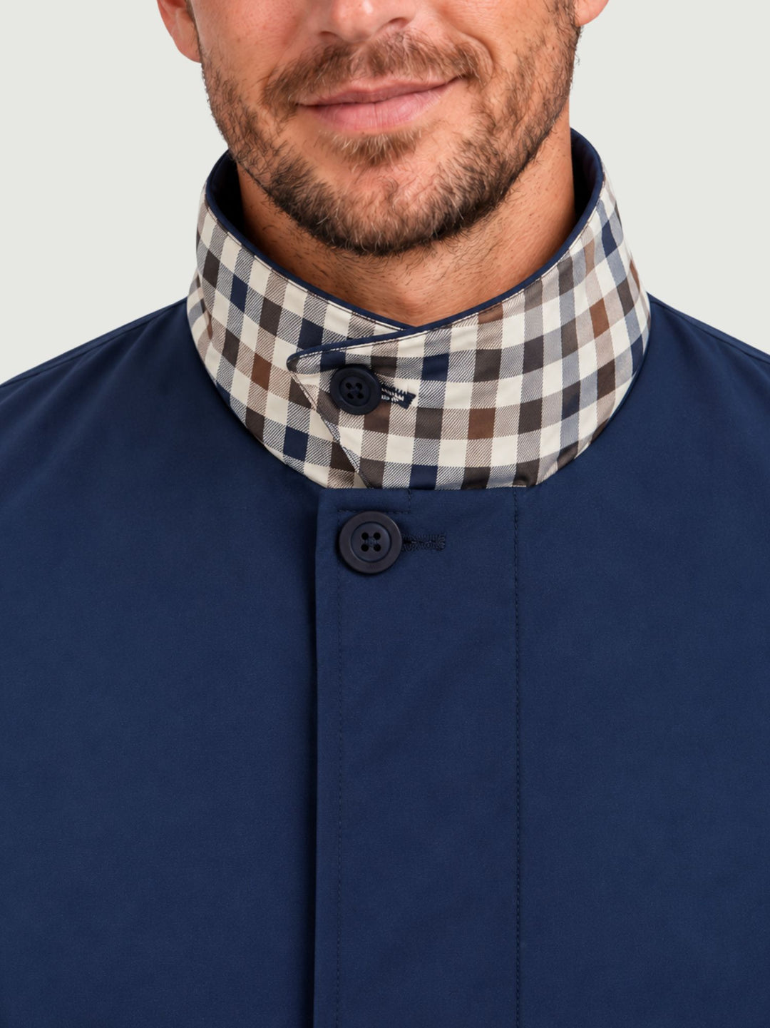 Trench Soft Shell impermeabile navy con fodera check A006_JK030 NAVY AQUASCUTUM ACTIVE 