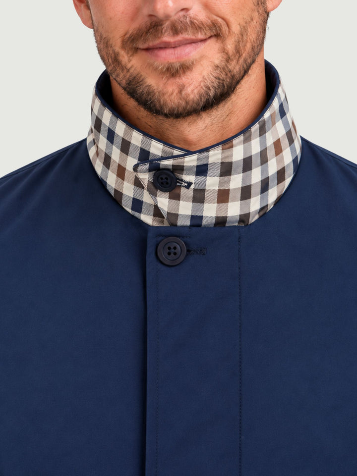 Trench Soft Shell impermeabile navy con fodera check A006_JK030 NAVY AQUASCUTUM ACTIVE 