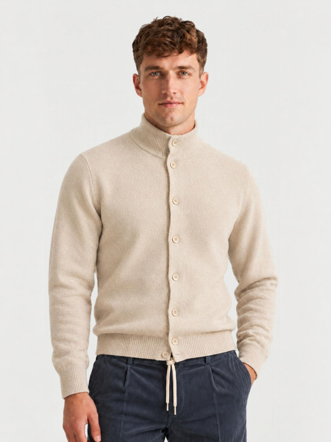 Cardigan lupetto in lana e cashmere panna LUPETTO BOTT 191 ANDREA MORANDO 