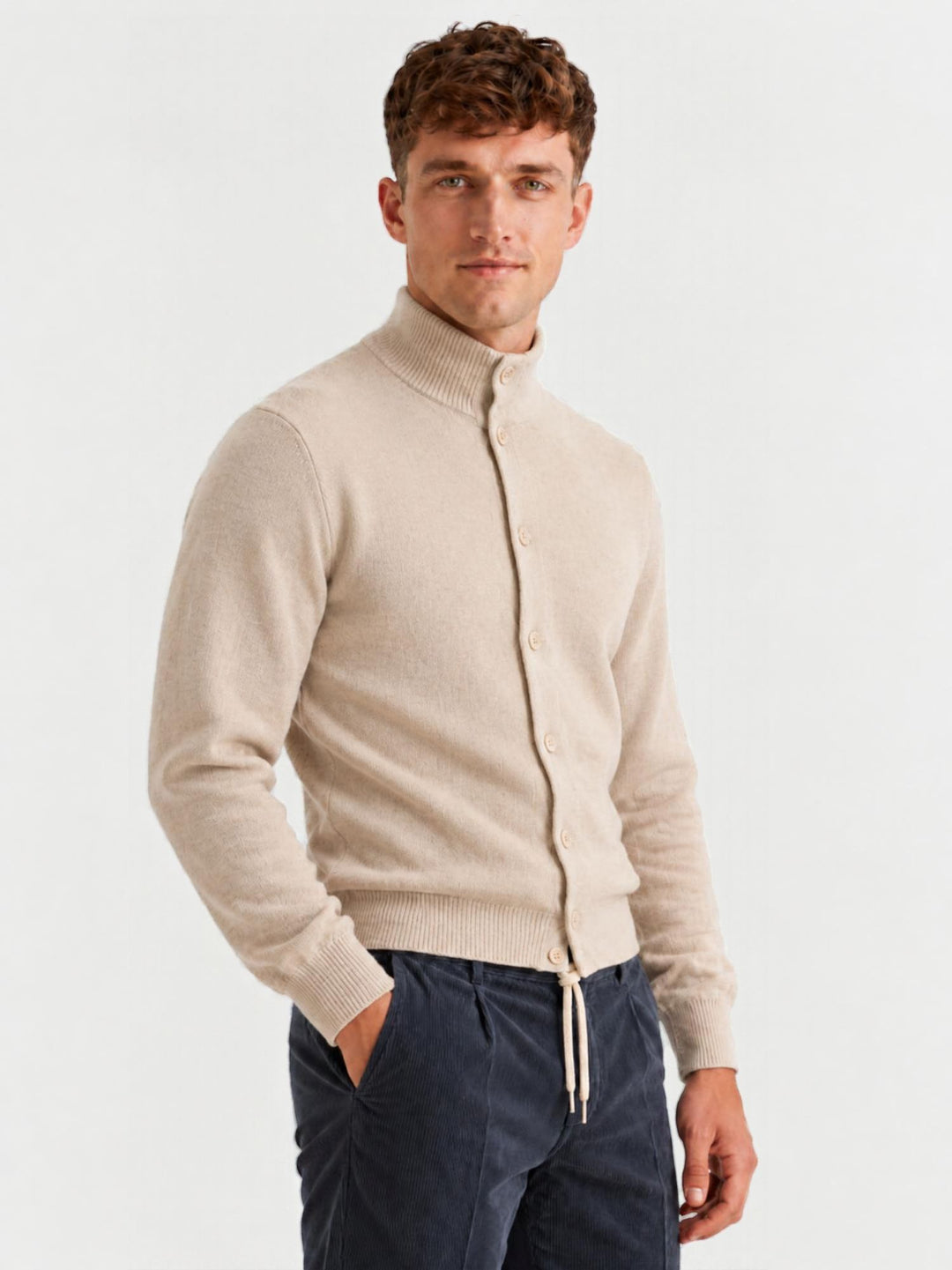 Cardigan lupetto in lana e cashmere panna LUPETTO BOTT 191 ANDREA MORANDO 