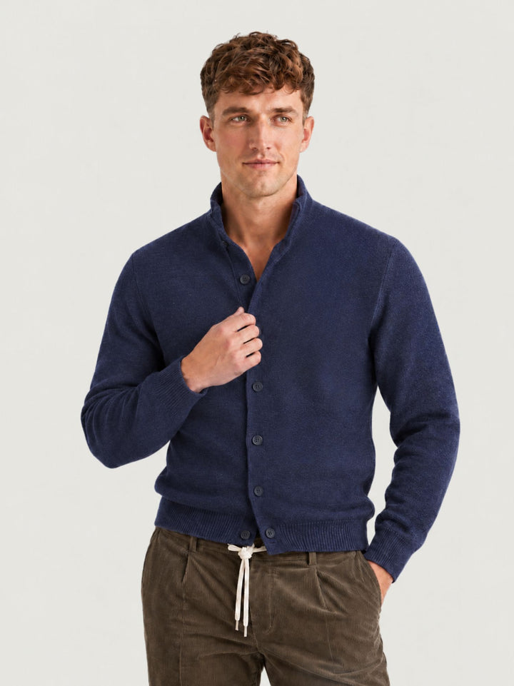Cardigan lupetto in lana e cashmere navy LUPETTO BOTT 431 ANDREA MORANDO 