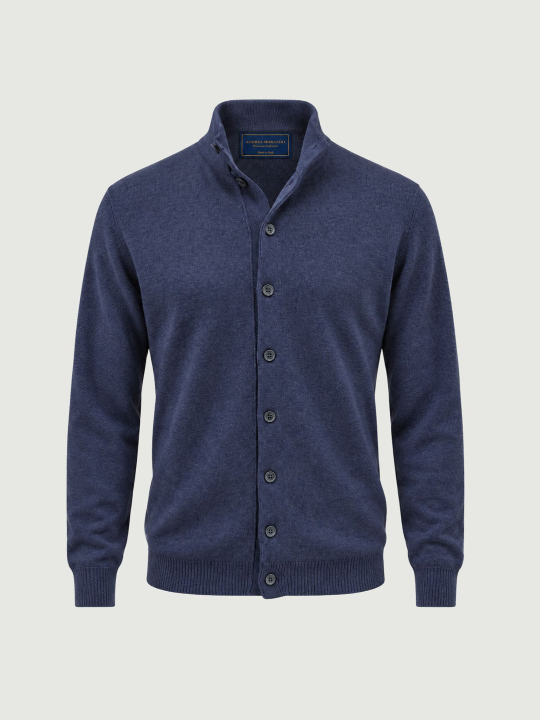 Cardigan lupetto in lana e cashmere navy LUPETTO BOTT 431 ANDREA MORANDO 