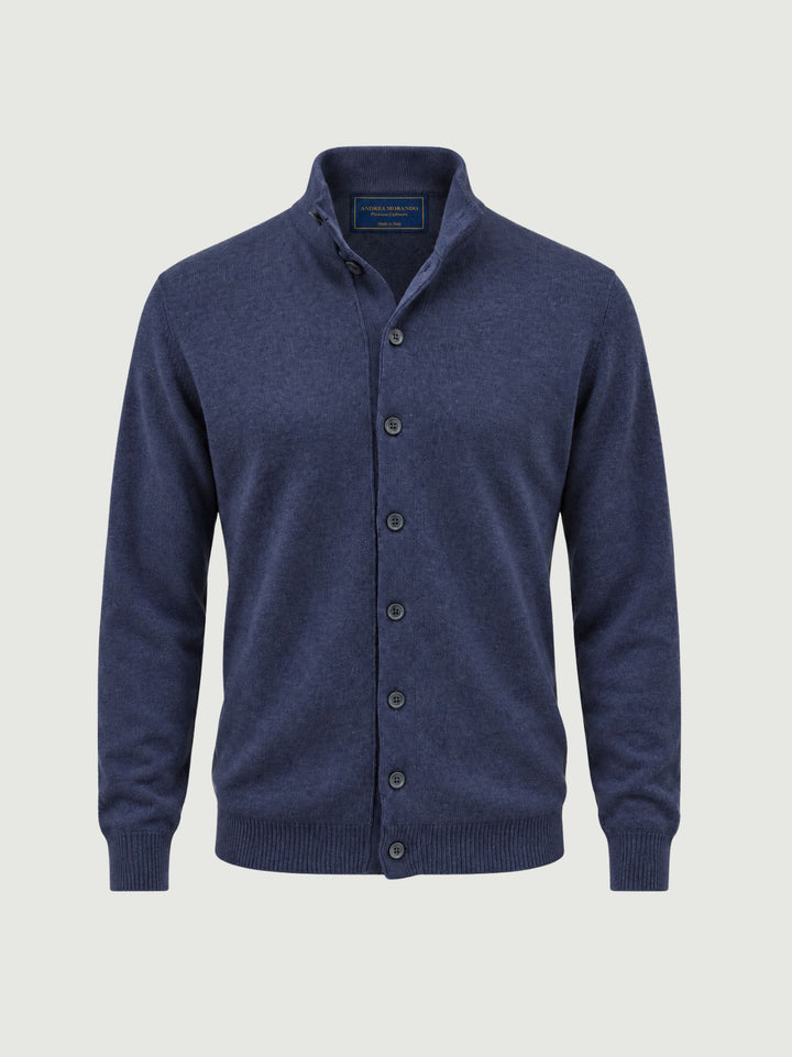 Cardigan lupetto in lana e cashmere navy LUPETTO BOTT 431 ANDREA MORANDO 