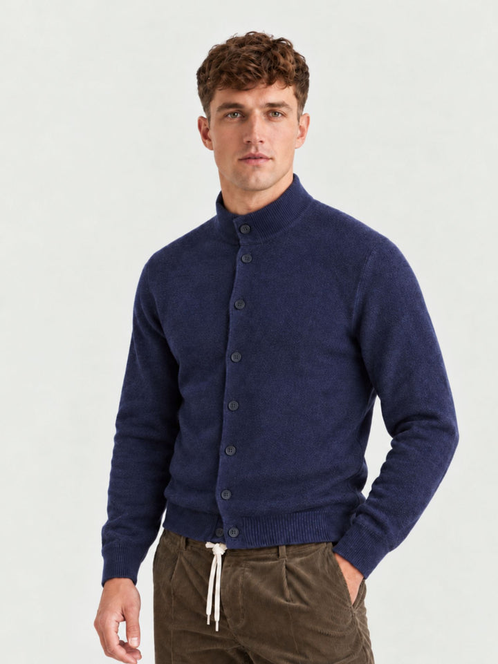 Cardigan lupetto in lana e cashmere navy LUPETTO BOTT 431 ANDREA MORANDO 
