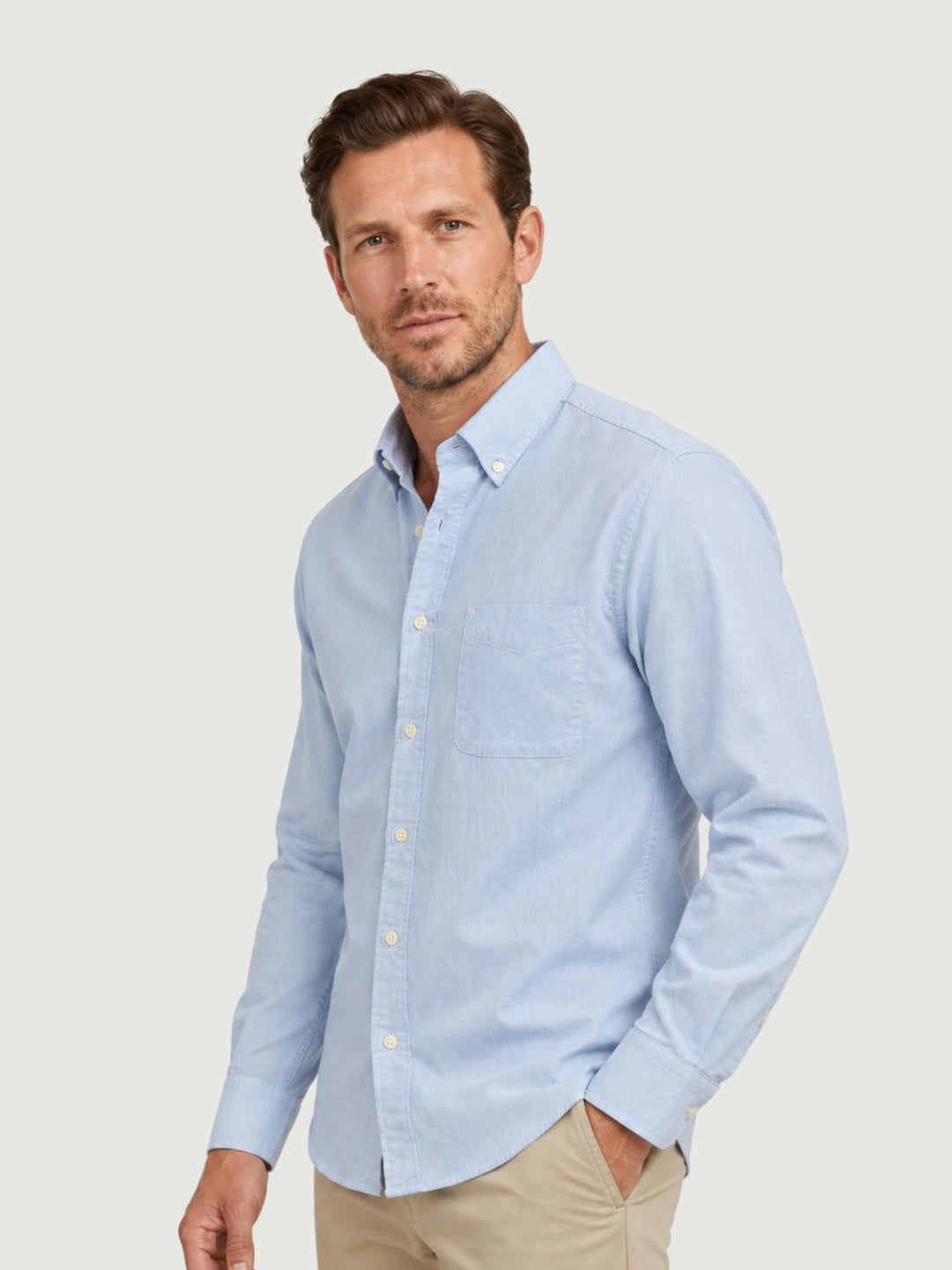 Camicia button-down con taschino in cotone azzurra BRADFORD/B26007 03 BAGGIES 