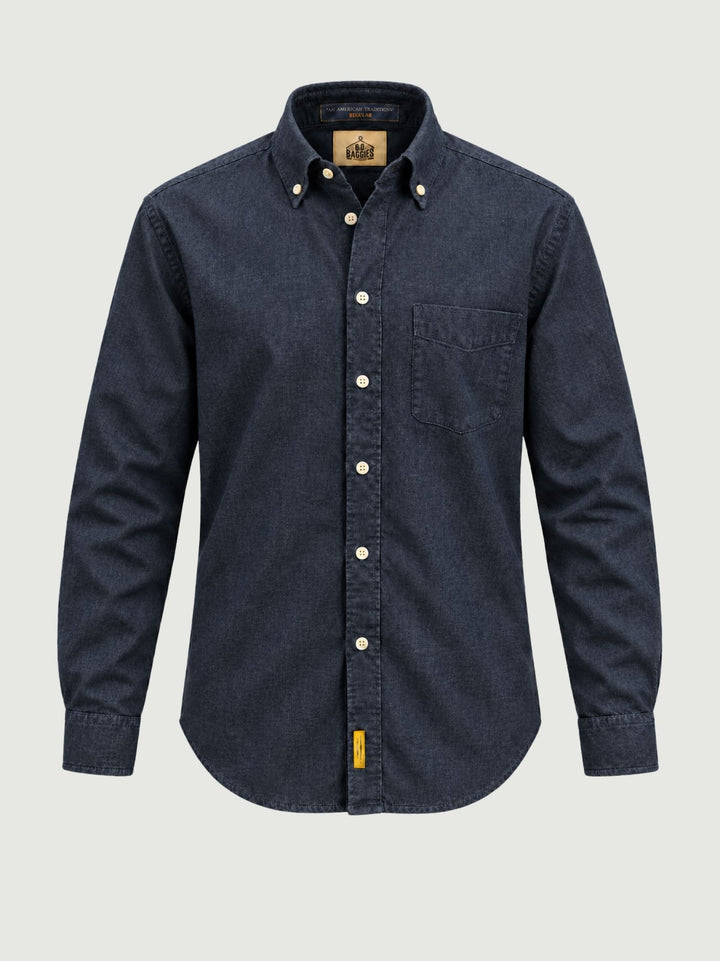 Camicia button-down con taschino in denim blu BRADFORD/DEN26 02 BAGGIES 