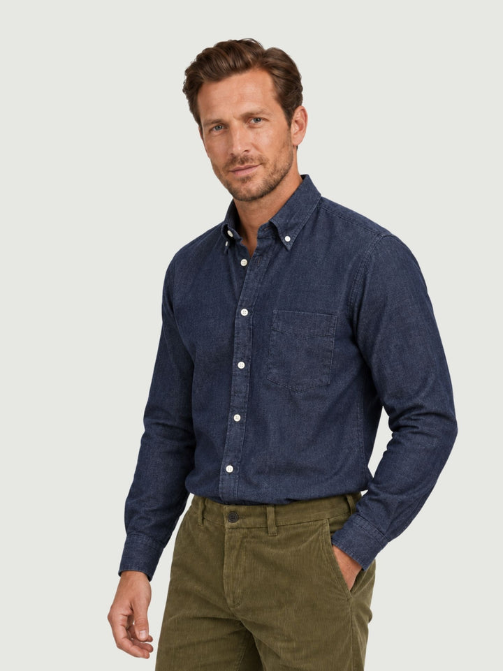 Camicia button-down con taschino in denim blu BRADFORD/DEN26 02 BAGGIES 