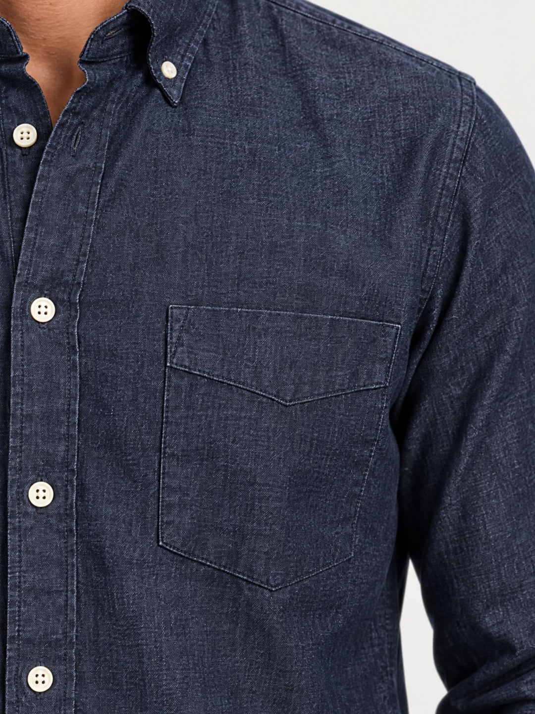 Camicia button-down con taschino in denim blu BRADFORD/DEN26 02 BAGGIES 