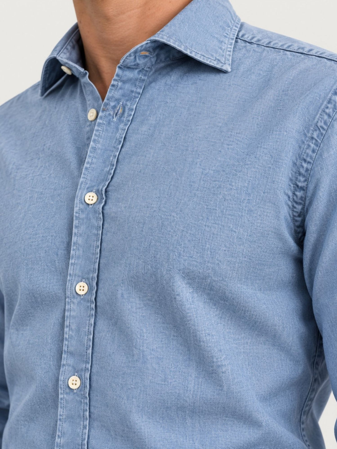 Camicia classica in cotone denim azzurro chiaro BRADFORD/DEN56 01 BAGGIES 