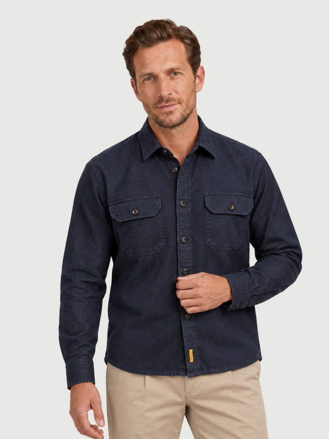 Camicia con taschini in denim strutturato blu scuro UNION/TC/B26T54 283 BAGGIES 