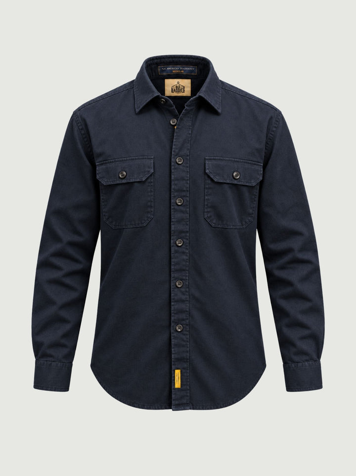 Camicia con taschini in denim strutturato blu scuro UNION/TC/B26T54 283 BAGGIES 
