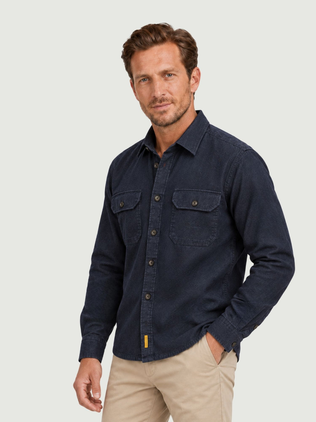 Camicia con taschini in denim strutturato blu scuro UNION/TC/B26T54 283 BAGGIES 
