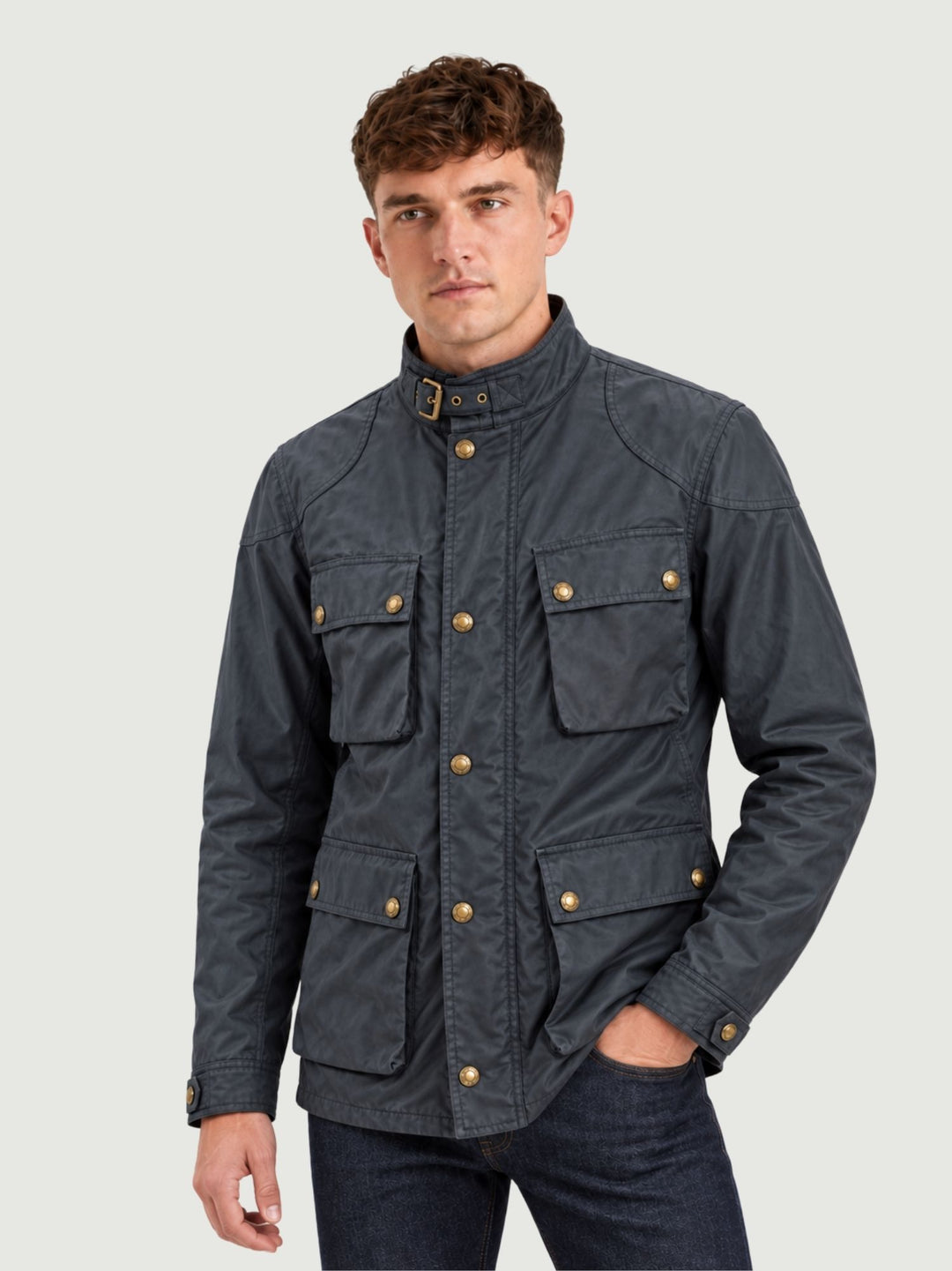 Giacca Fieldmaster in cotone cerato blu polvere 105300 DKNV BELSTAFF 