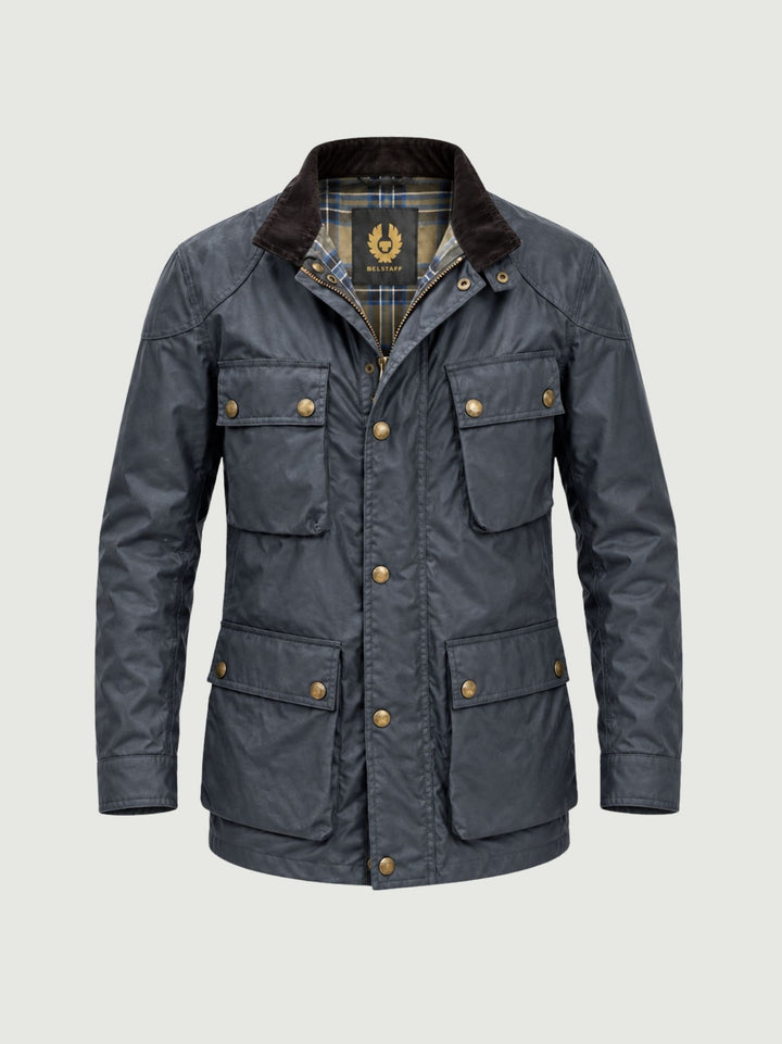 Giacca Fieldmaster in cotone cerato blu polvere 105300 DKNV BELSTAFF 