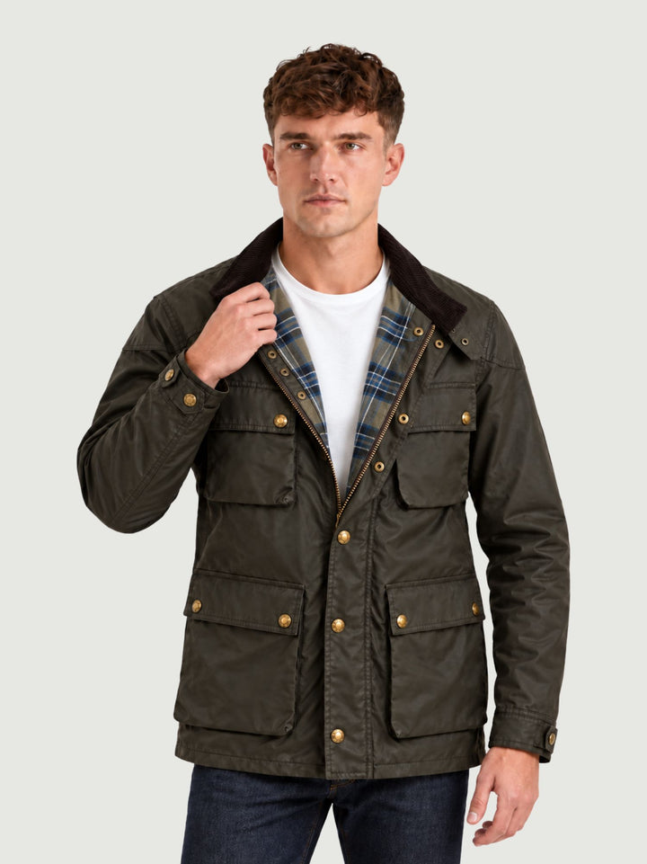 Giacca Fieldmaster  in cotone cerato verde militare 105300 FDOL BELSTAFF 