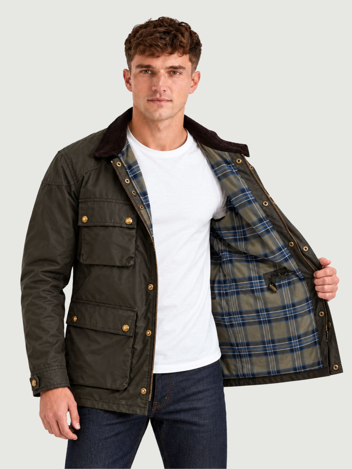 Giacca Fieldmaster  in cotone cerato verde militare 105300 FDOL BELSTAFF 