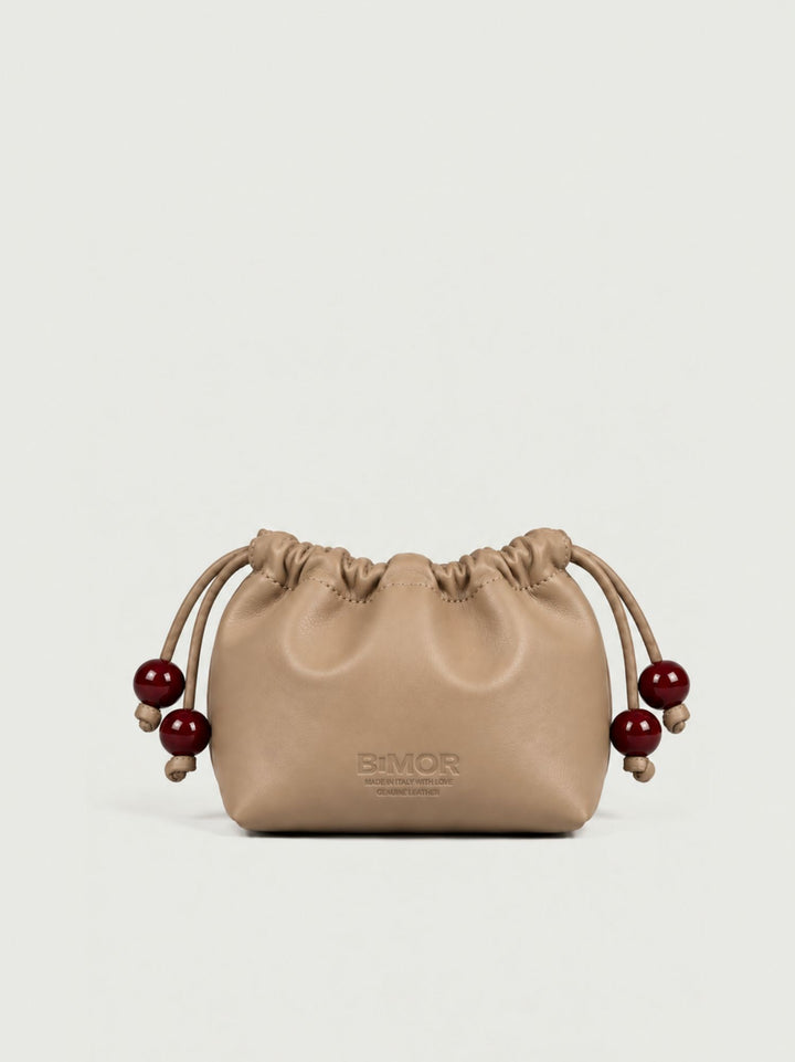 Pochette Bon Bon in pelle beige BONBON TAUPE BIMOR 