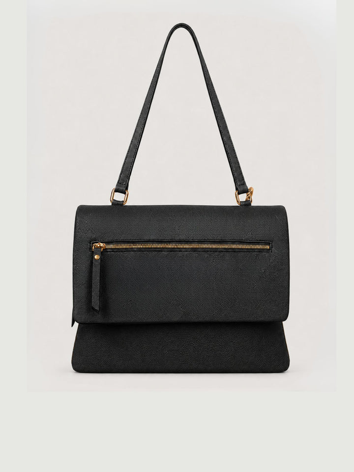 Borsa a spalla Luna in pelle martellata nera LUNA NERO BIMOR 