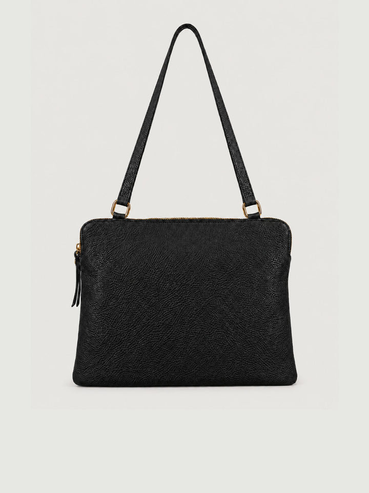 Borsa a spalla Luna in pelle martellata nera LUNA NERO BIMOR 