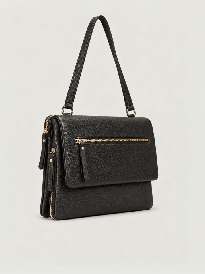Borsa a spalla Luna in pelle martellata nera LUNA NERO BIMOR 