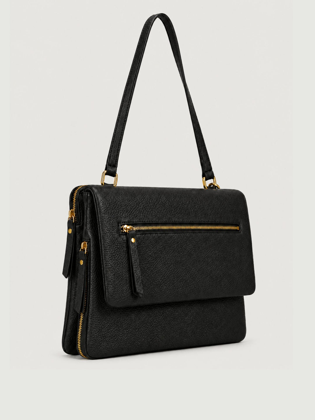 Borsa a spalla Luna in pelle martellata nera LUNA NERO BIMOR 