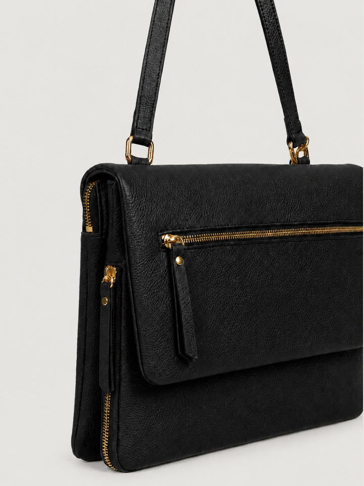 Borsa a spalla Luna in pelle martellata nera LUNA NERO BIMOR 