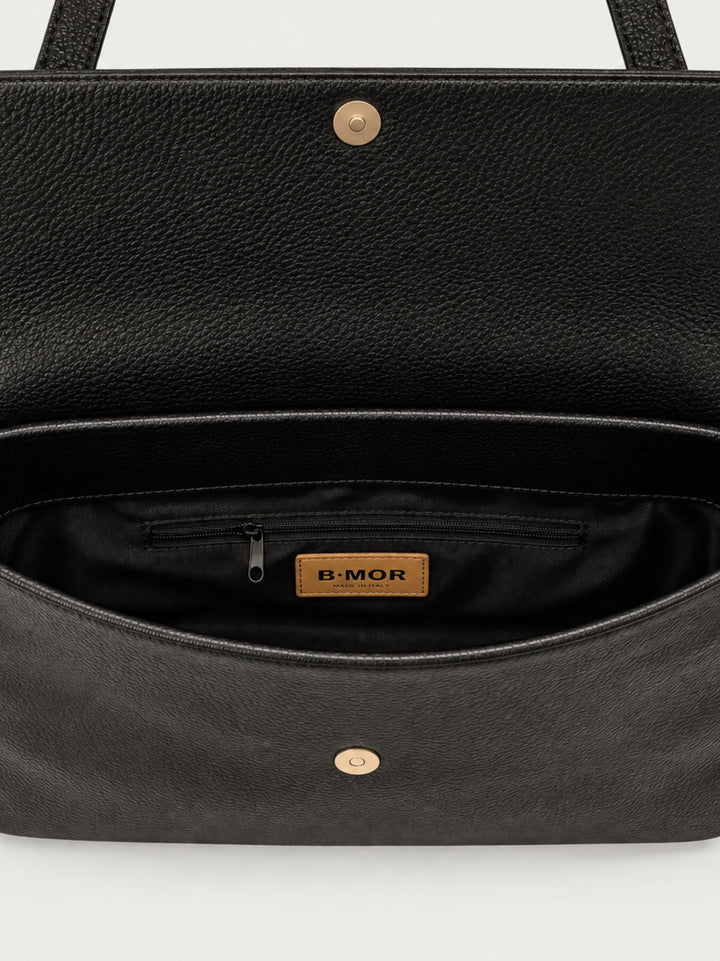 Borsa a spalla Luna in pelle martellata nera LUNA NERO BIMOR 