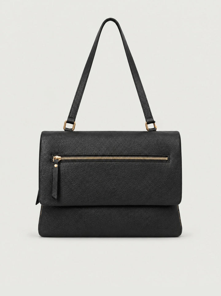Borsa a spalla Luna in pelle martellata nera LUNA NERO BIMOR 