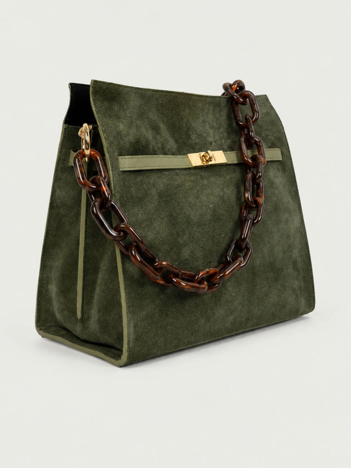 Borsa a spalla Rory in camoscio verde RORY CAM VERDE BIMOR 