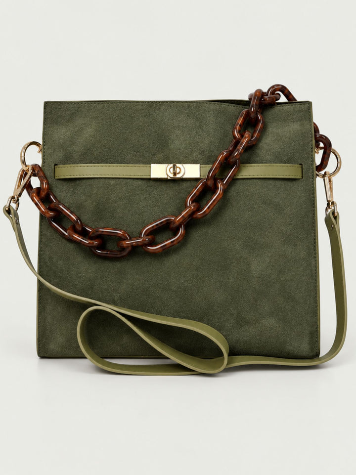 Borsa a spalla Rory in camoscio verde RORY CAM VERDE BIMOR 