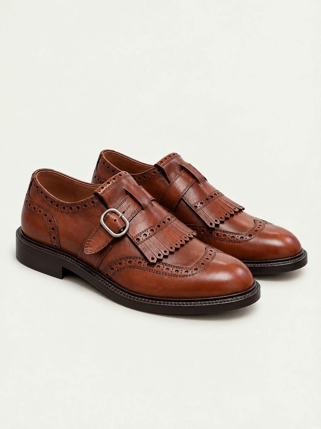 Monk strap in pelle martellata castagna TOKYO CASTAGNA ANDREA MORANDO 