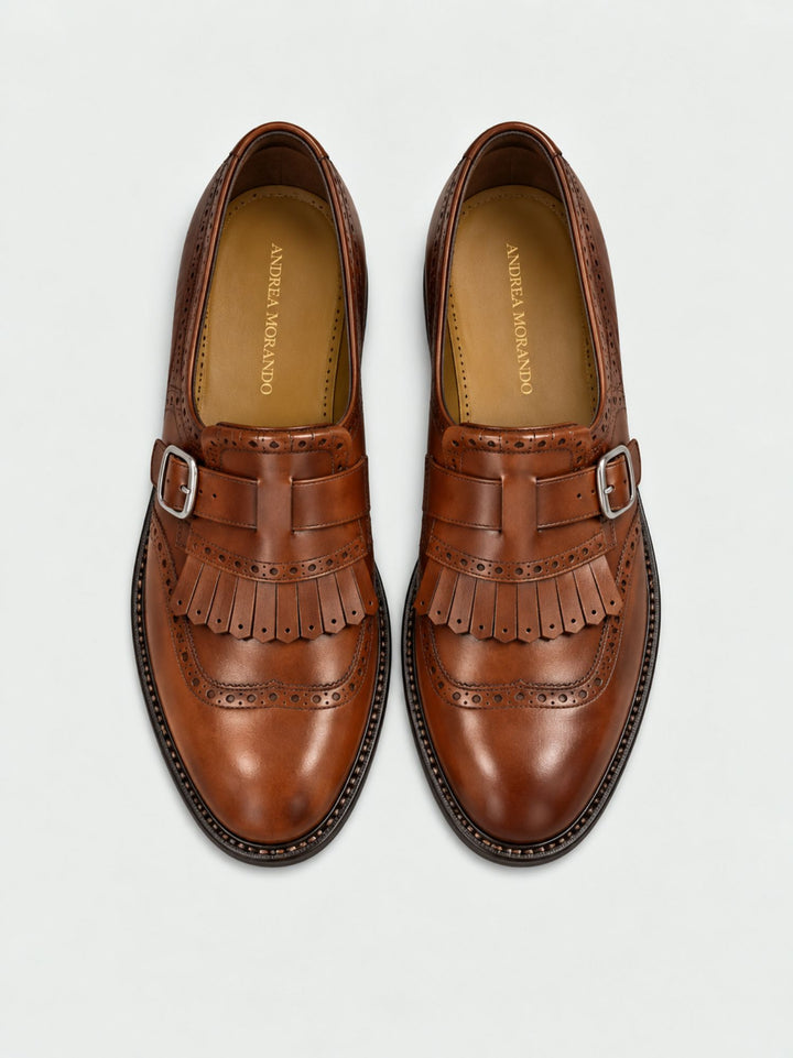 Monk strap in pelle martellata castagna TOKYO CASTAGNA ANDREA MORANDO 