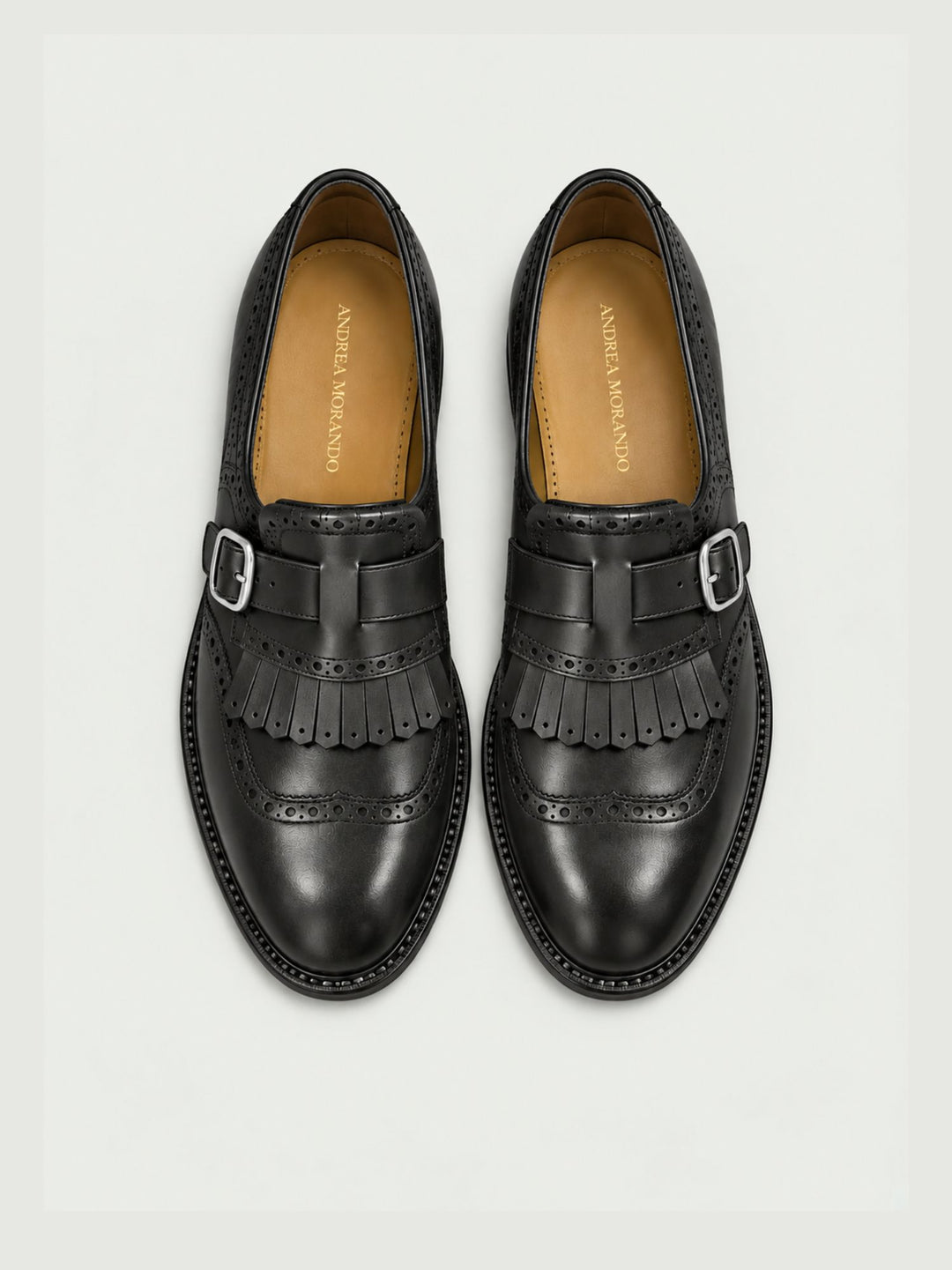 Monk strap in pelle martellata nera TOKYO NERO ANDREA MORANDO 