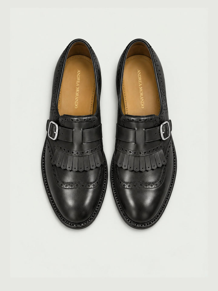 Monk strap in pelle martellata nera TOKYO NERO ANDREA MORANDO 