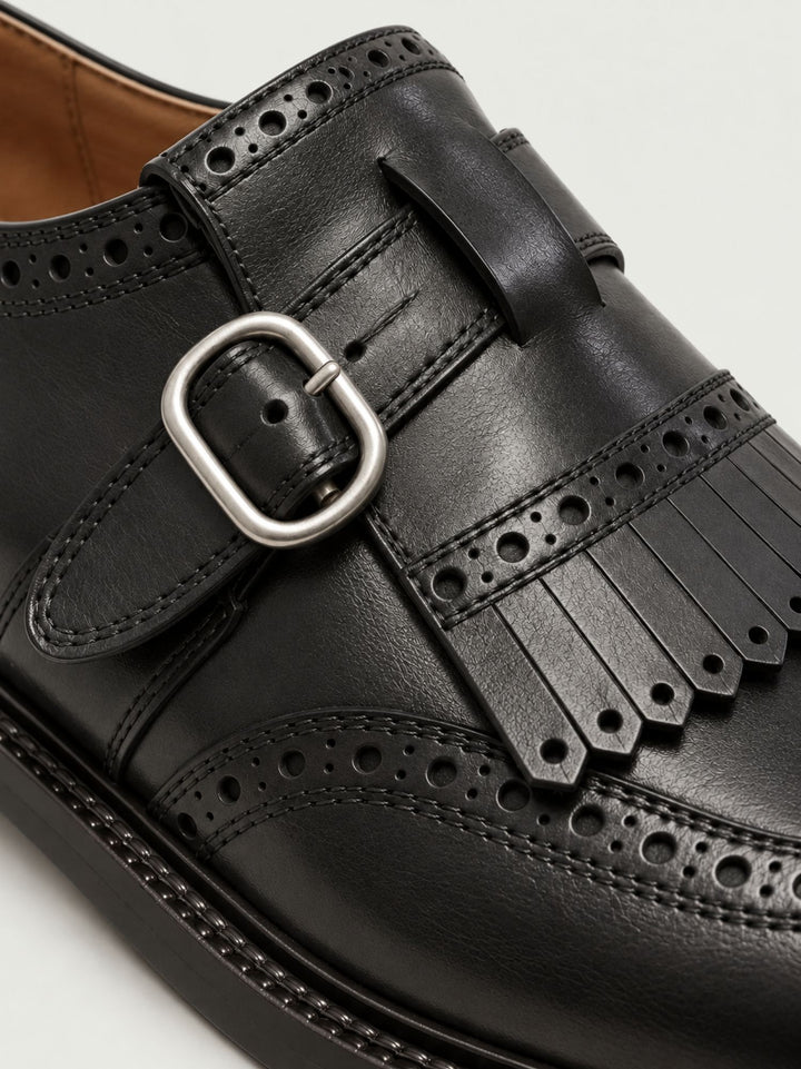 Monk strap in pelle martellata nera TOKYO NERO ANDREA MORANDO 