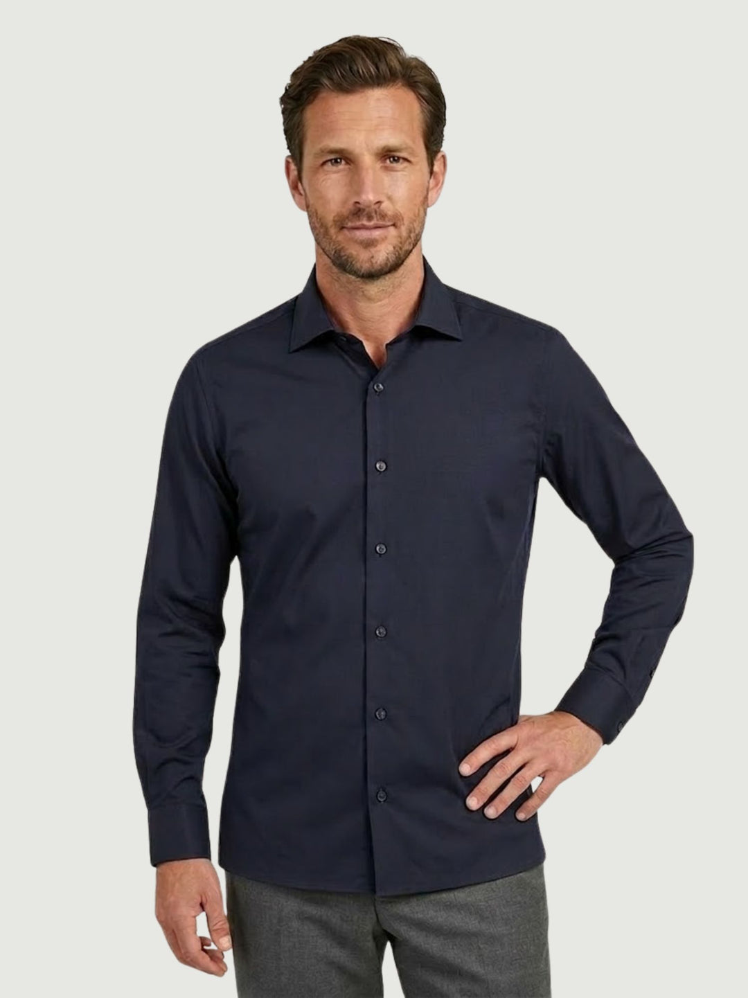 Camicia no stiro con colletto francese blu navy BU27W10CANEU 200 ANDREA MORANDO 
