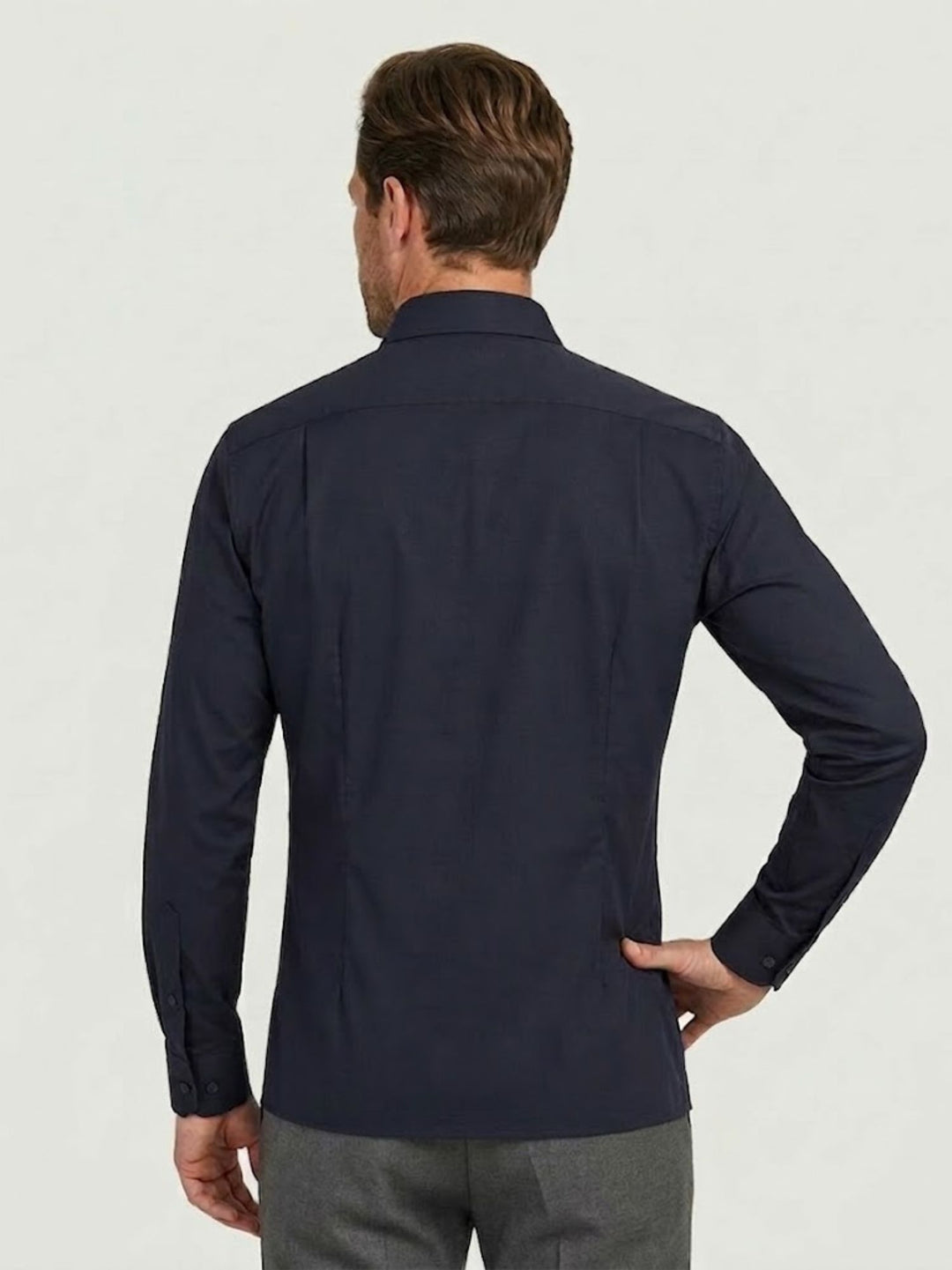 Camicia no stiro con colletto francese blu navy BU27W10CANEU 200 ANDREA MORANDO 