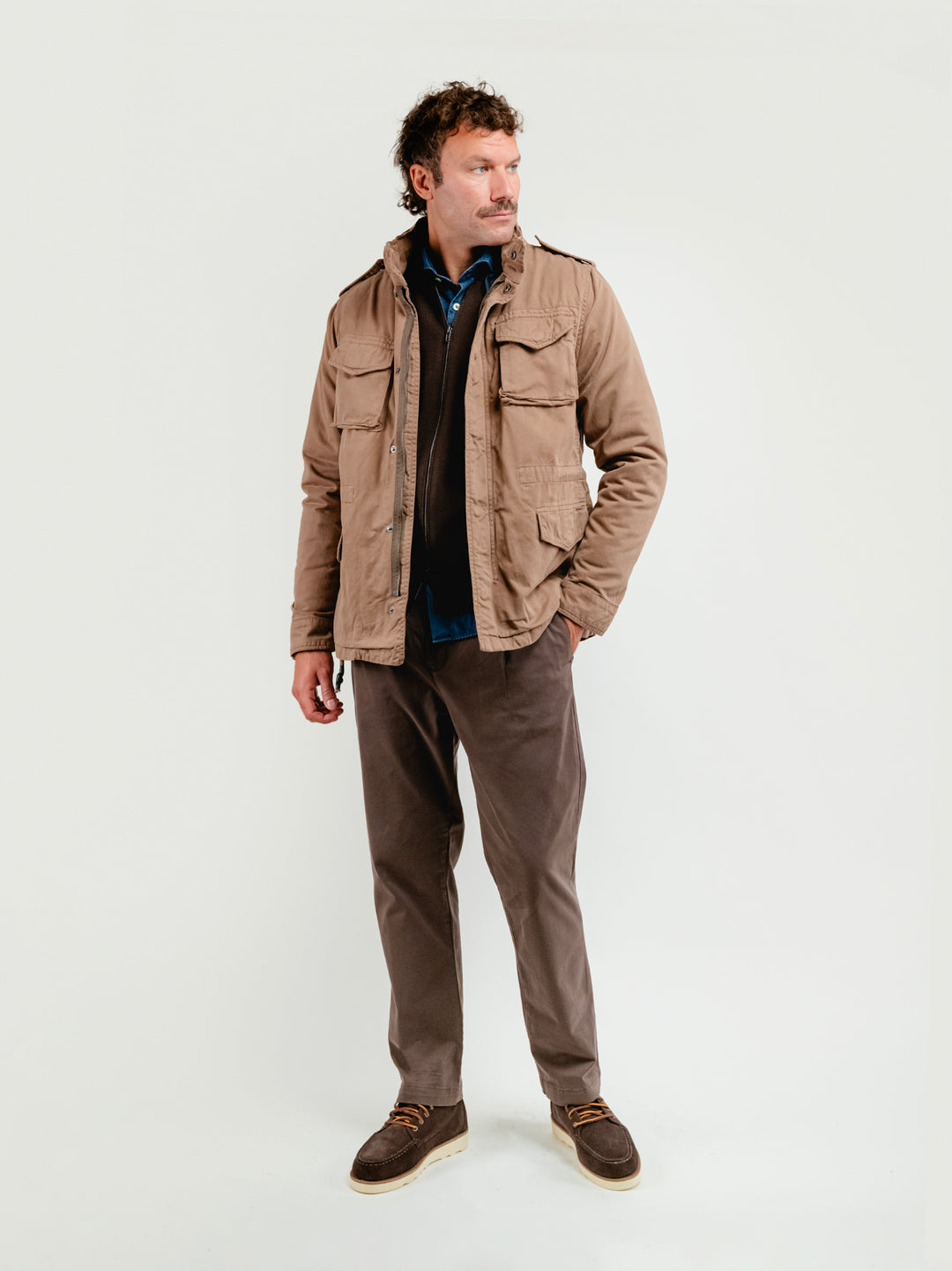 Field jacket in cotone tortora con imbottitura separabile BU27W04JKTWILL100 323 ANDREA MORANDO 